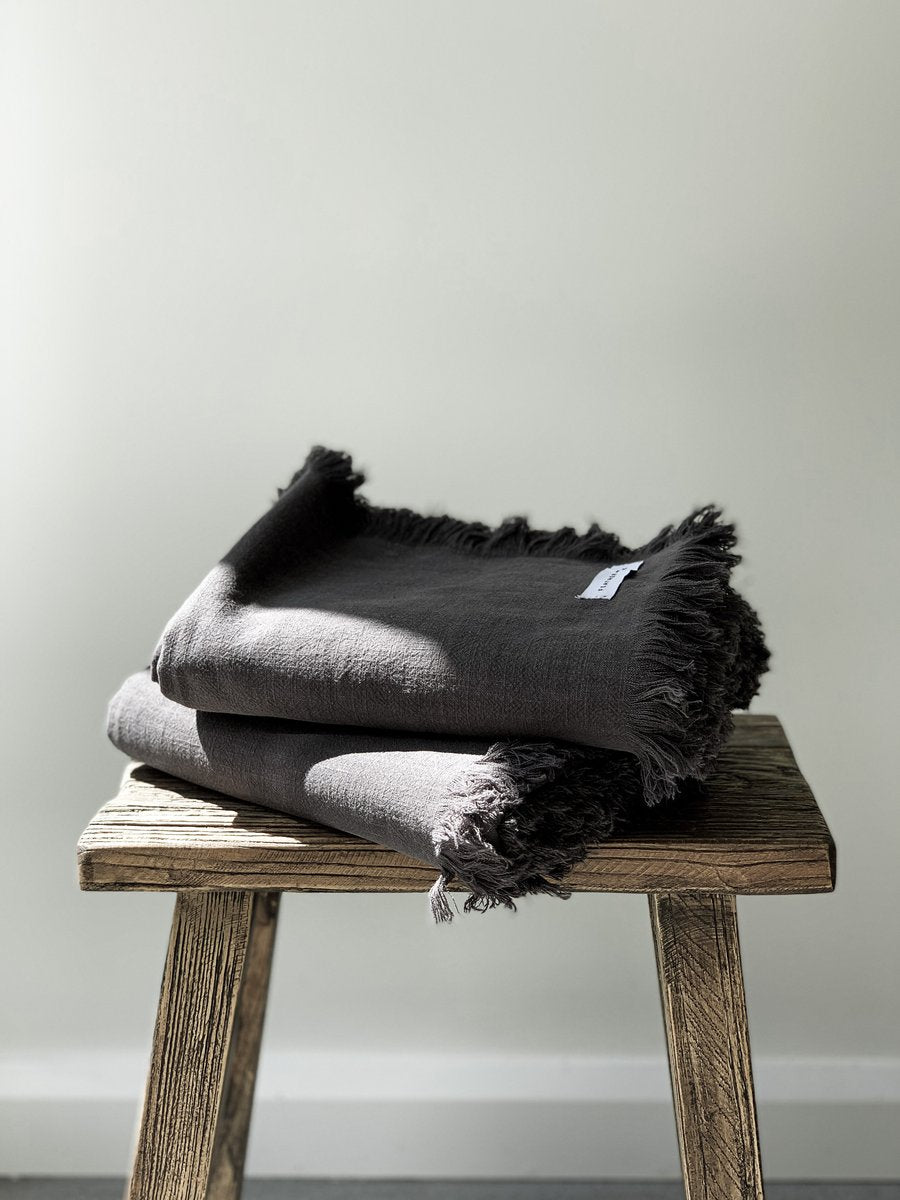 Fringed Throw - Charcoal