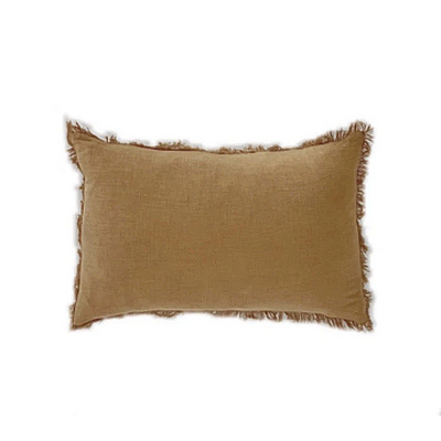 Ramie Fringed Lumbar Cushion - Cinnamon
