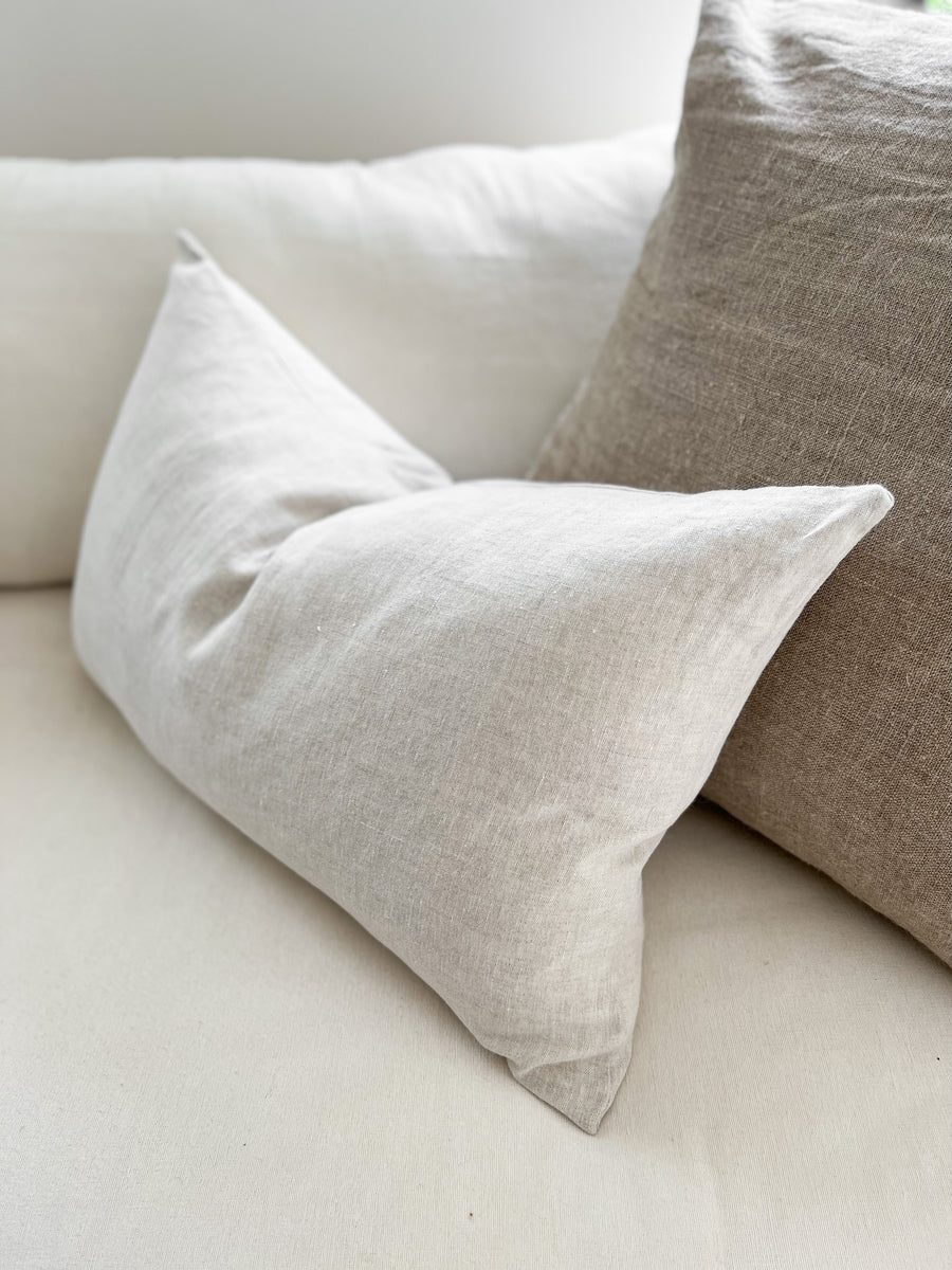 Linen Non-Fringed Lumbar Cushion - Flax