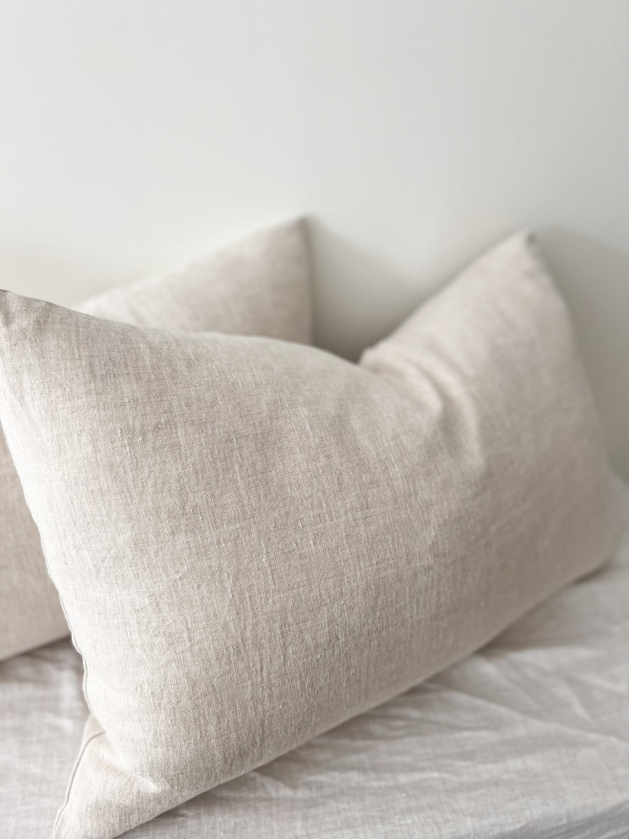 Linen Non-Fringed Lumbar Cushion - Flax
