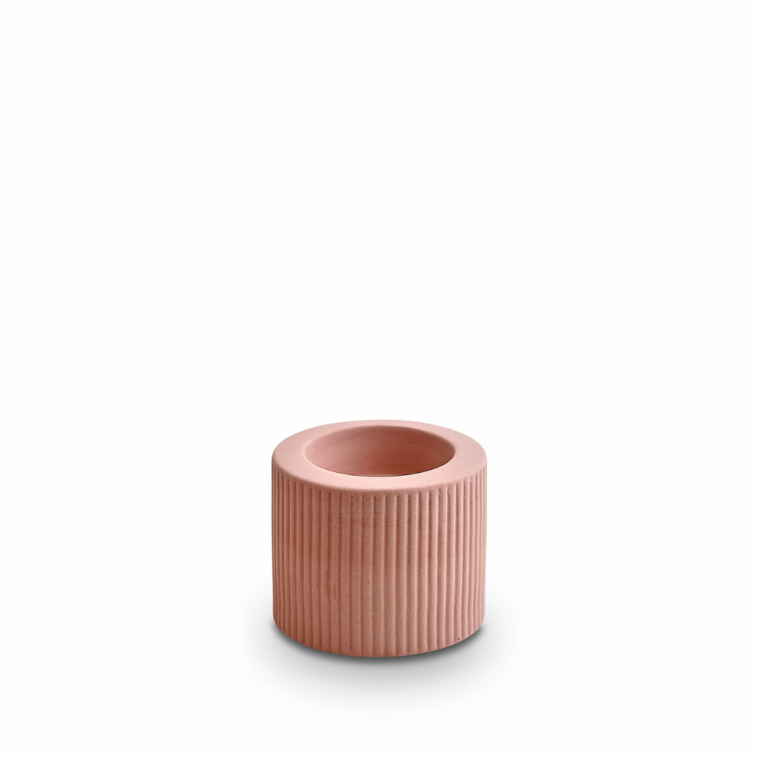 Ribbed Candle Holder - Ochre