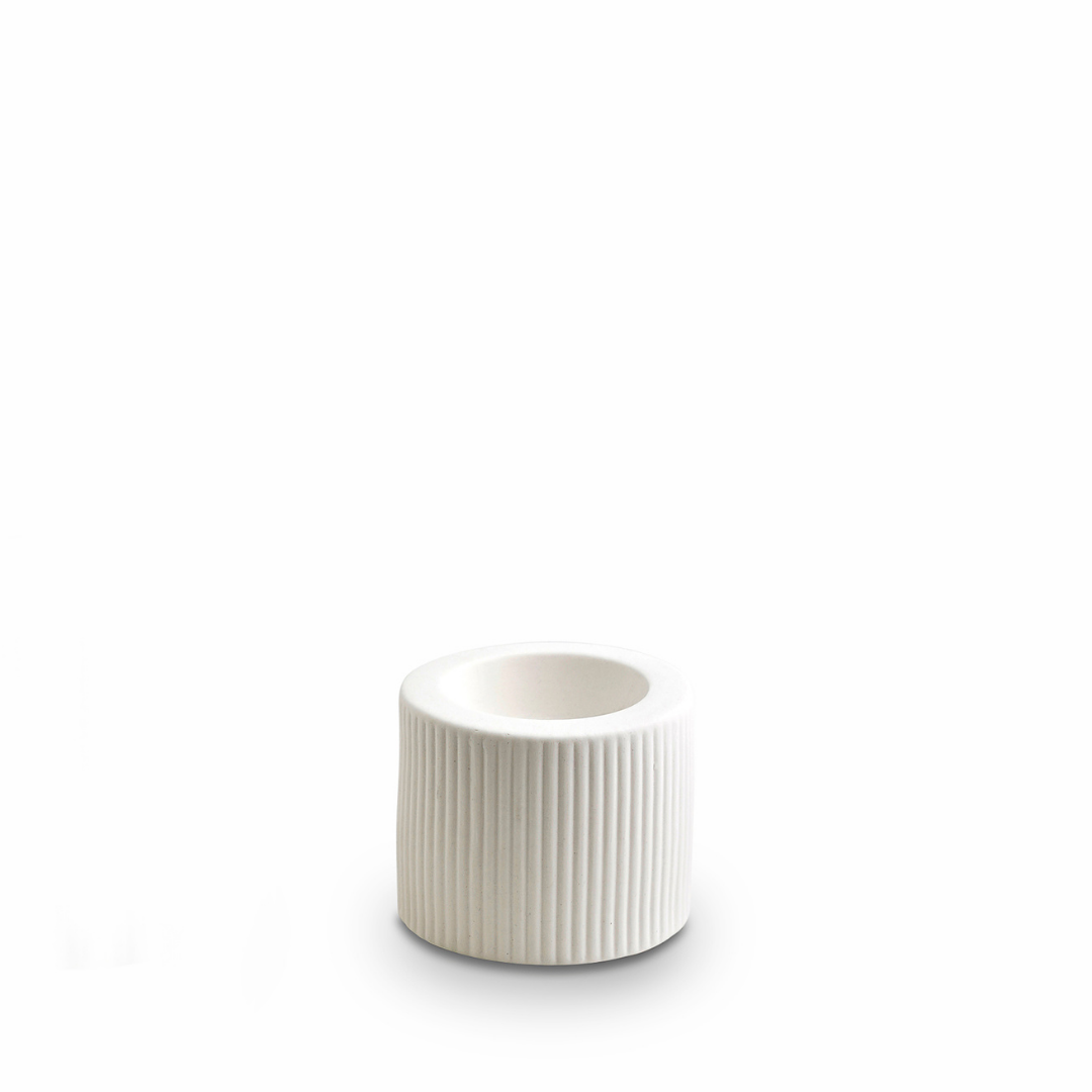 Ribbed Candle Holder - Snow